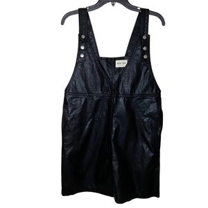 Black Faux Leather Overall Dress